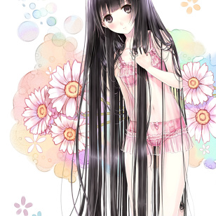 Looooong, straight, black hair with straight bangs : part2