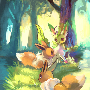 Eevee and Leafeon
