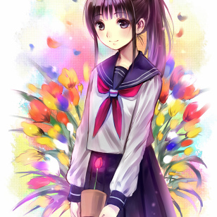 Sailor Girl and a Flower