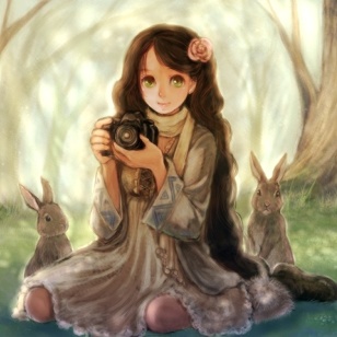 Forest Rabbit and a Camera Girl