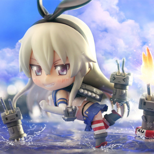 Shimakaze, engaging in shelling.