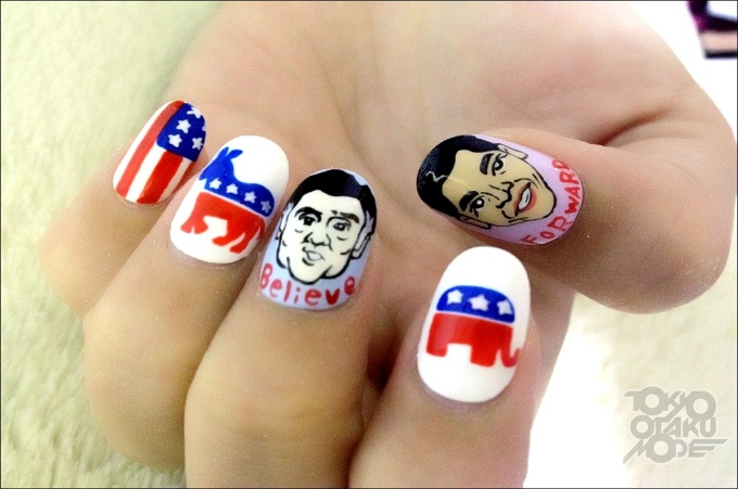 Obama and Romney Nail Art! (1/18)