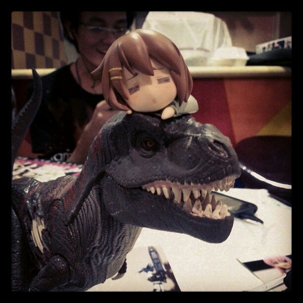 Yui on a T-Rex :)