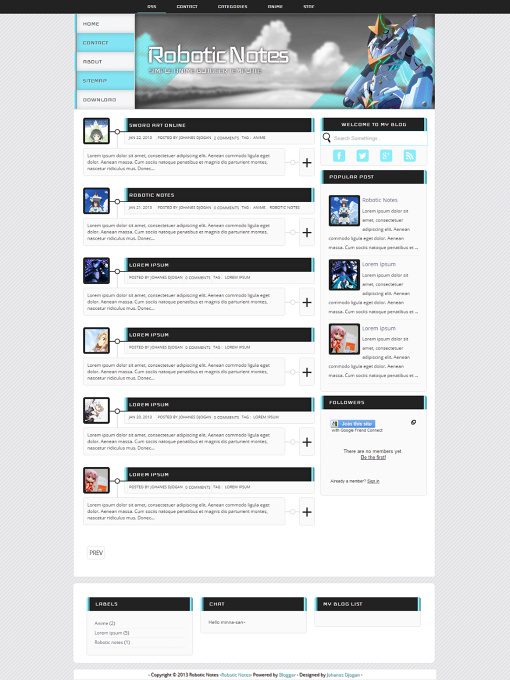 Robotic notes Blogger template