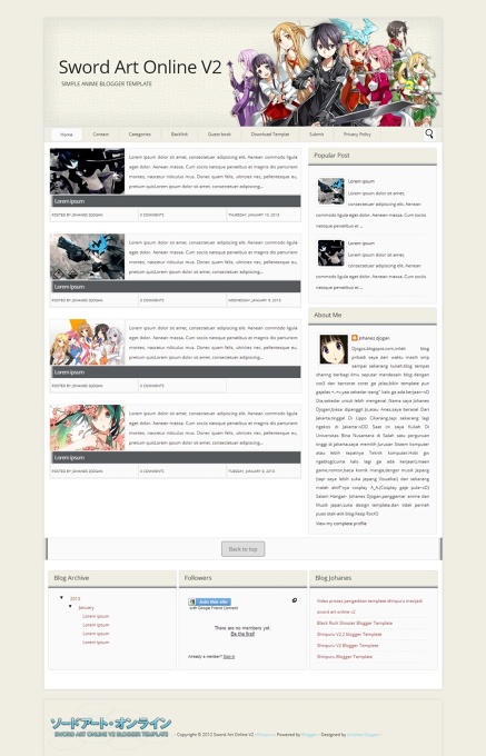 Sword Art Online V2 Blogger template