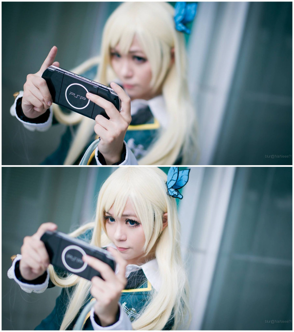 Sena playing PSP