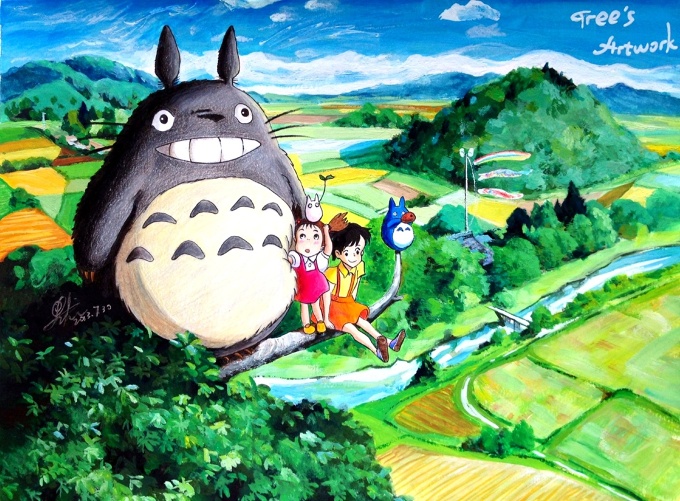 Totoro ><Tree's Artwork ( all drawn by hand )