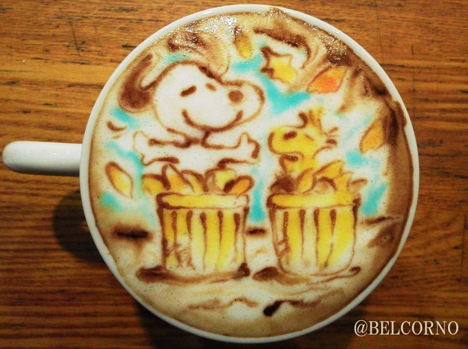 Snoopy Collecting Fallen Leaves