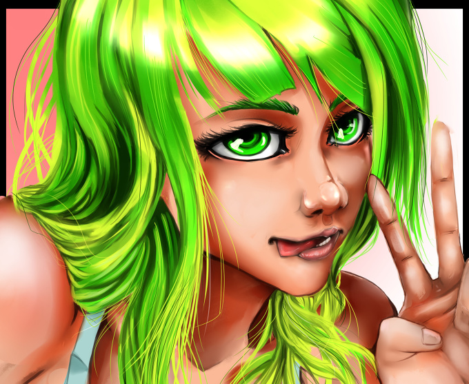 The Girl Fluorescent Hair