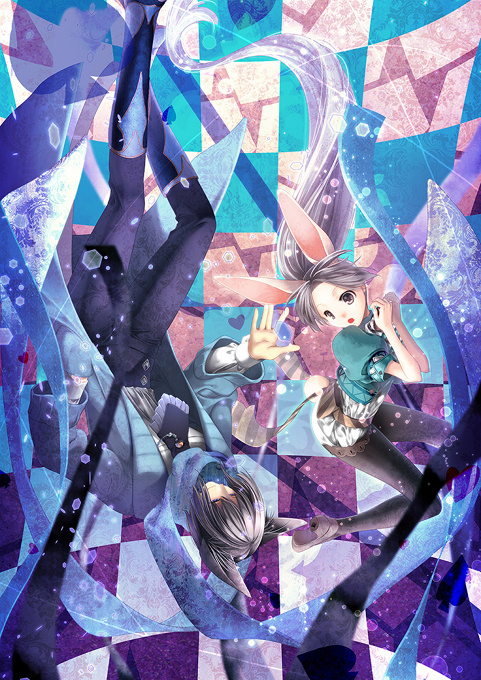 White rabbit and a black cat